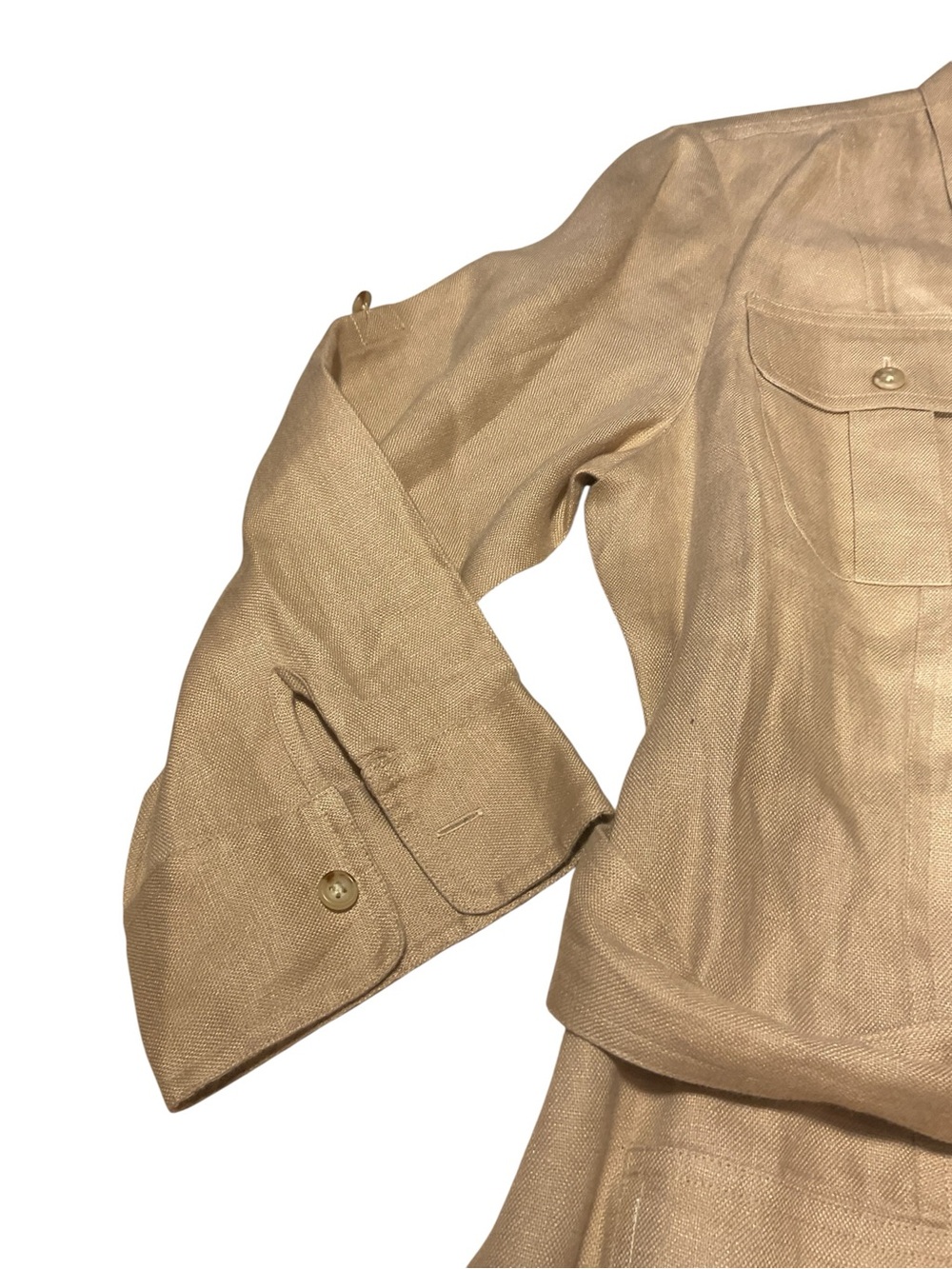 Lauren Ralph Lauren Beige Linen Button-Front Top - Picture 5 of 9